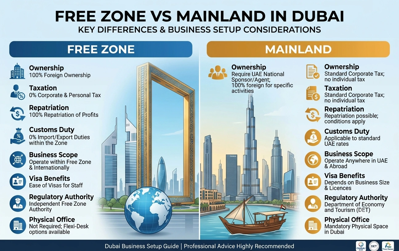 Free Zone vs Mainland in Dubai : Which Structure Actually Wins Now?