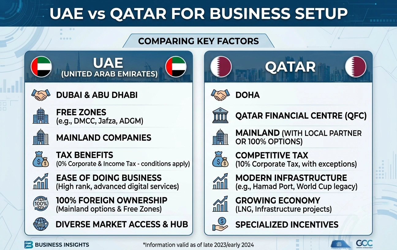 UAE vs Qatar for Business Setup : The Complete, Data-Backed Comparison